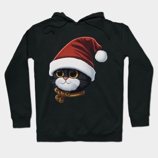 Cute Santa Black Cat in Christmas Hoodie